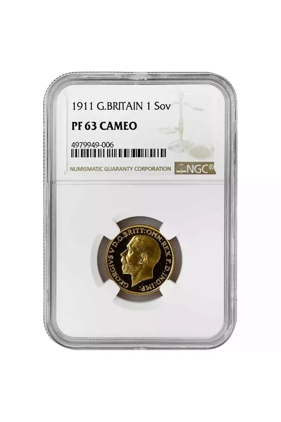 1911 22k Gold Sovereign Coin NGC PF63 CAM George V Rare Coin