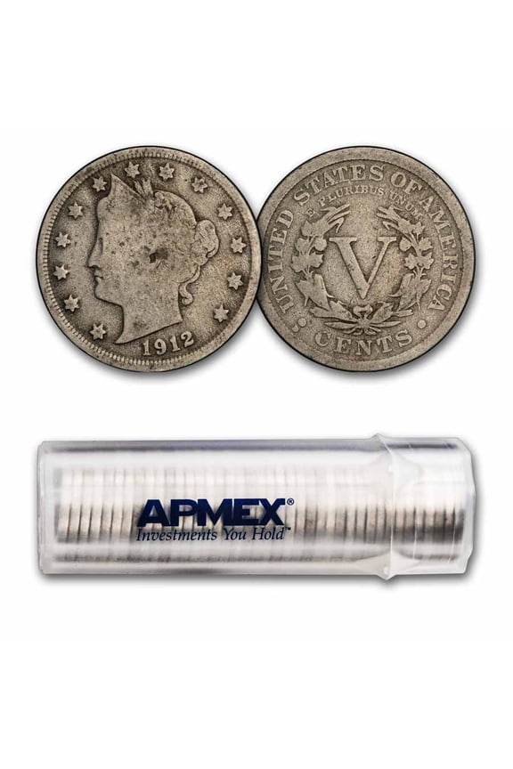 1912-D Liberty Head V Nickels 40-Coin Roll Avg Circ