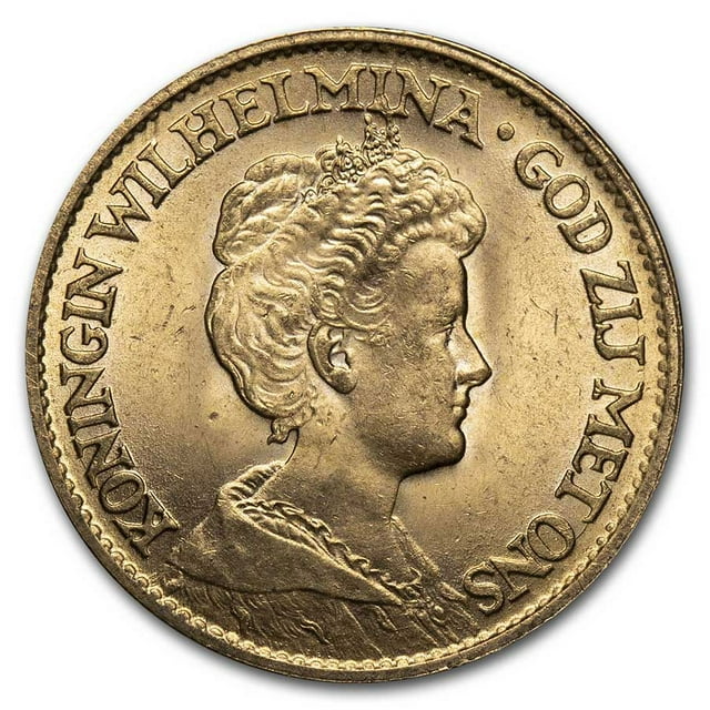 1912 Netherlands Gold 10 Gulden Wilhelmina I BU
