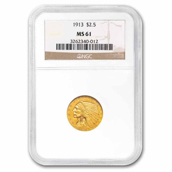 1913 $2.50 Indian Gold Quarter Eagle MS-61 NGC