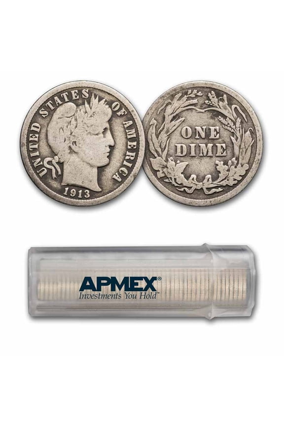 1913 Barber Dime 50-Coin Roll Avg Circ