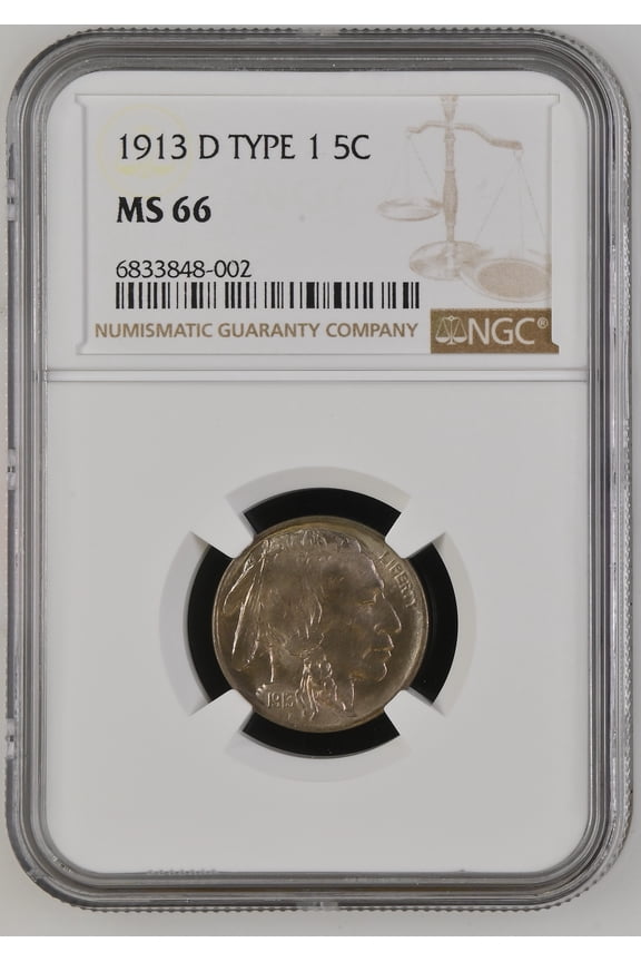 1913 D Buffalo Nickel NGC MS-66 TYPE 1