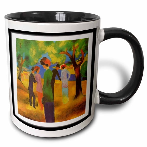 3drose, 1913 German Painter August Macke Lady in Green, 11oz Two-tone Black Mug