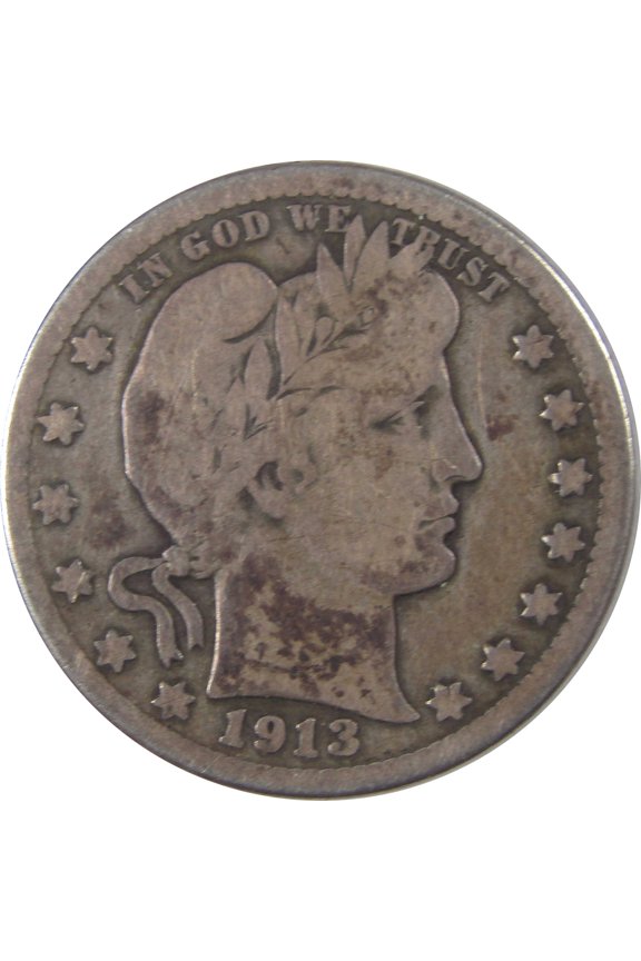 1913 S Barber Quarter VG Very Good Silver 25c Coin SKU:I18007
