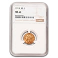 thumbnail image 1 of 1914 $2.50 Indian Gold Quarter Eagle MS-61 NGC, 1 of 3
