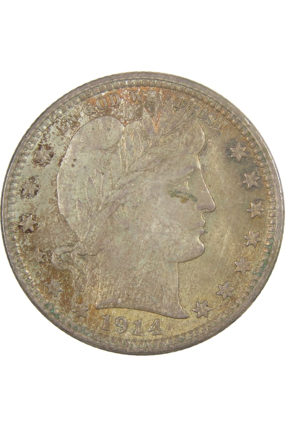 1914 Barber Quarter AU About Uncirculated Silver 25c Coin
