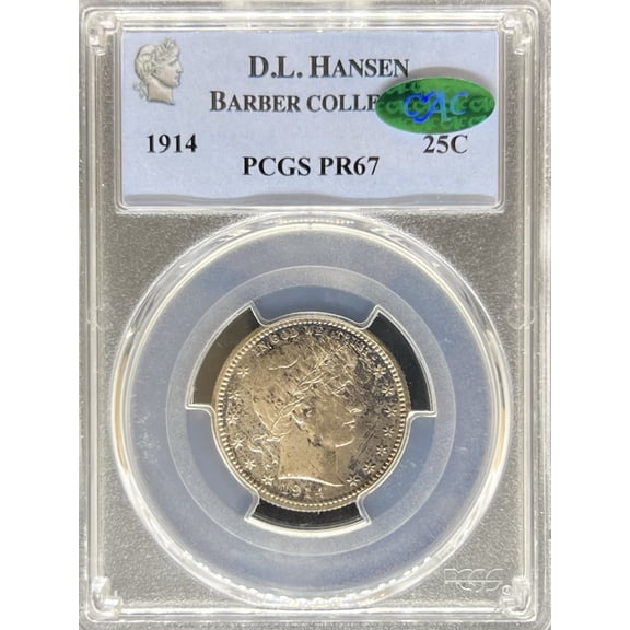 1914 Barber Quarter PR67 PCGS CAC D.L. Hansen (PA35373242)
