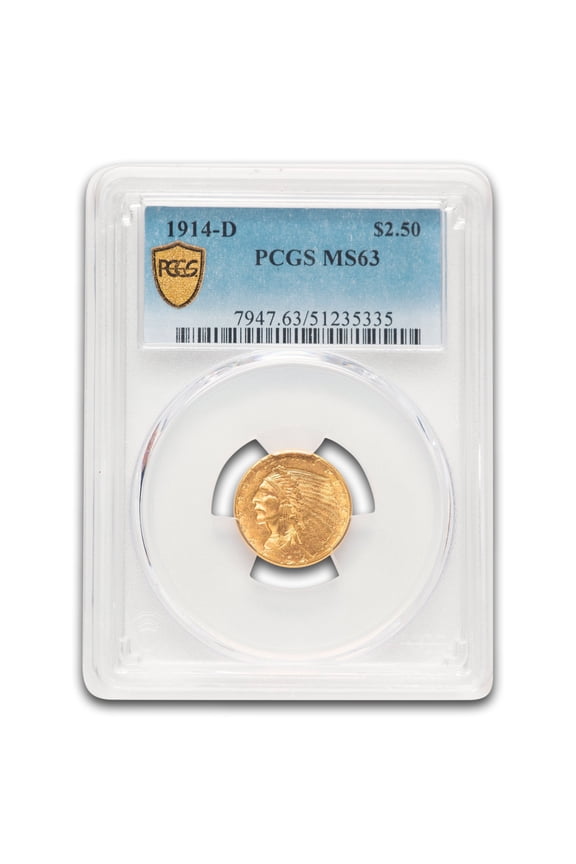 1914-D $2.50 Indian Gold Quarter Eagle MS-63 PCGS