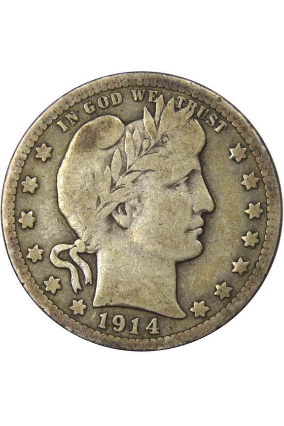 1914 D Barber Quarter VG Very Good Silver 25c Coin