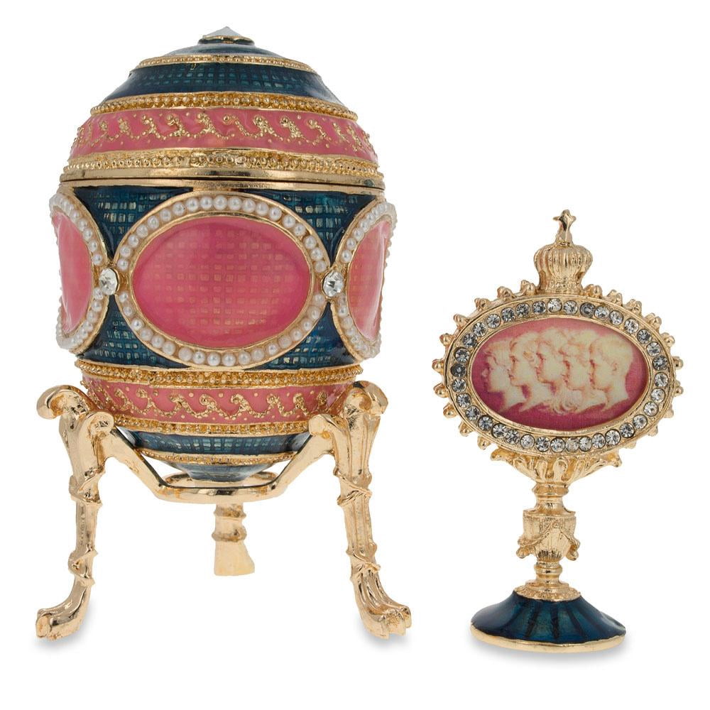 BestPysanky 1914 Mosaic Royal Imperial Easter Egg - 2.6 Inch Hand Painted Gold Plated Collectible
