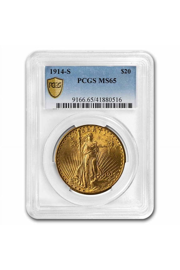 1914-S $20 St Gaudens Gold Double Eagle MS-65 PCGS