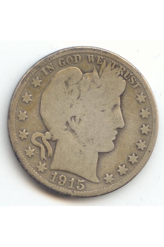 1915 Barber Half Dollar, Key Date, Full Rims, G-VG