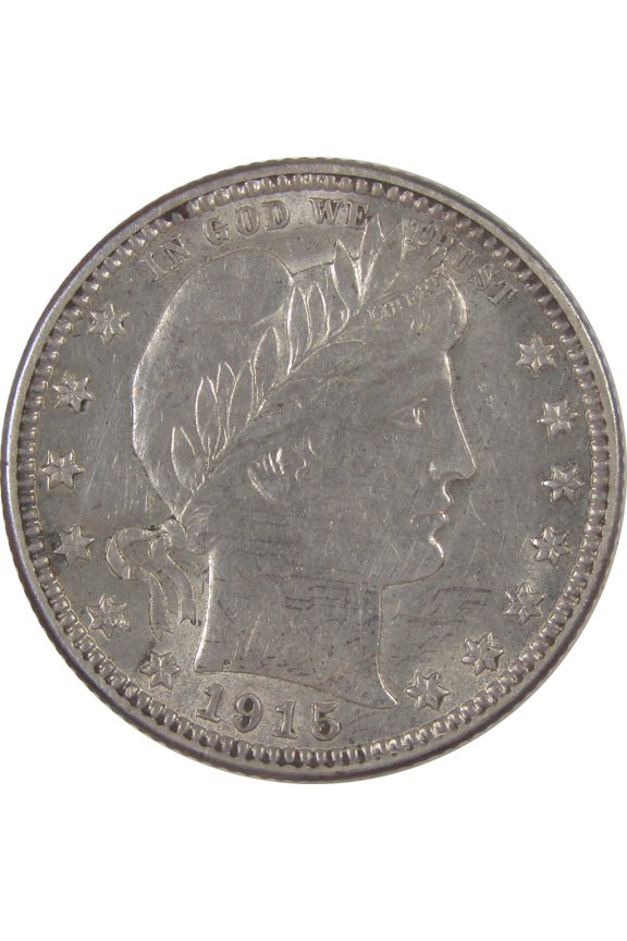 1915 D Barber Quarter AU About Uncirculated Silver 25c Coin SKU:I18736