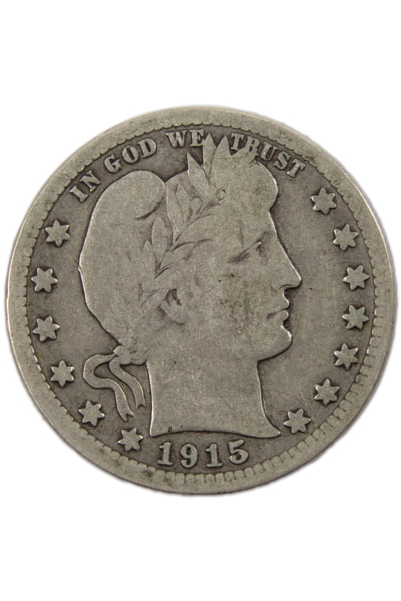 1915 S Barber Quarter VG Very Good Silver 25c Coin SKU:I10566