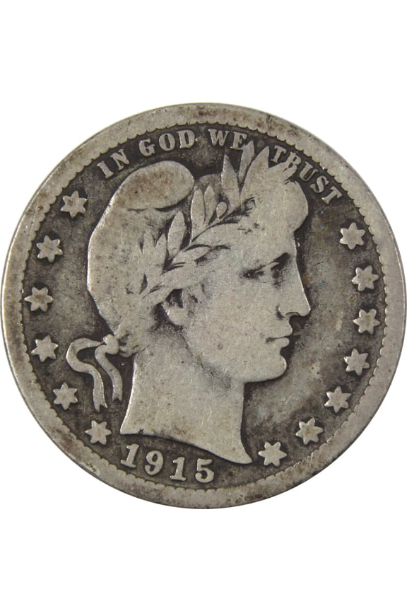 1915 S Barber Quarter VG Very Good Silver 25c Coin SKU:I14735