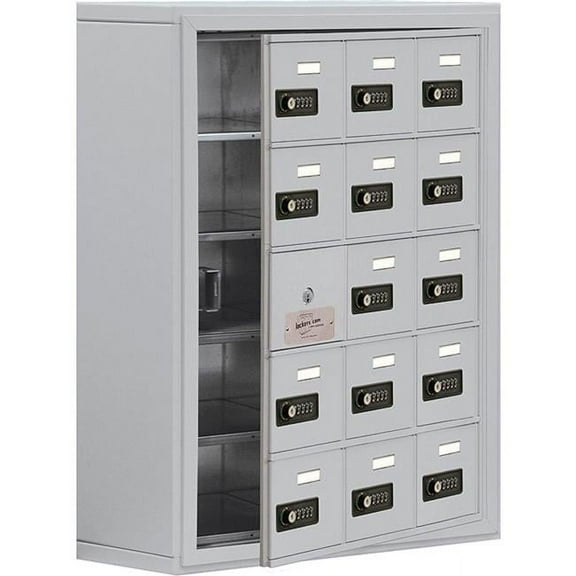 19158-15ASC Cell Phone Locker with Access Panel & Surface Mounted, Combo Locks & 15 A Doors - Aluminum