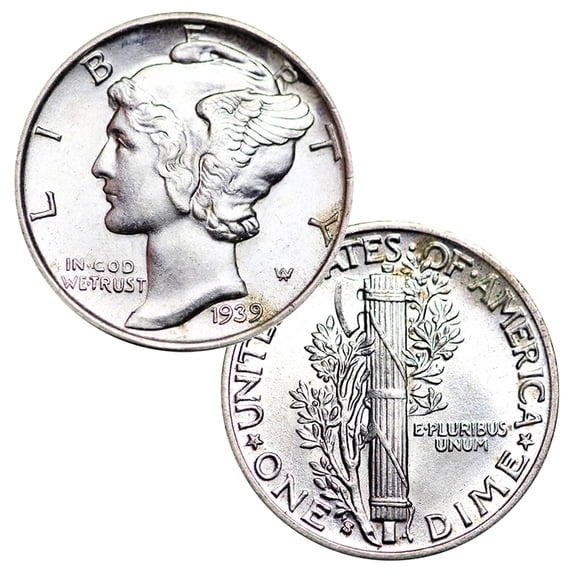 USA 1916-1945 90% Silver Mercury Dimes Coin - Brilliant Uncirculated Mixed Date