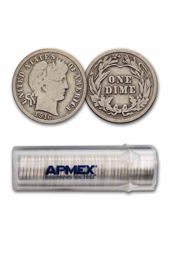 1916 Barber Dime 50-Coin Roll Avg Circ