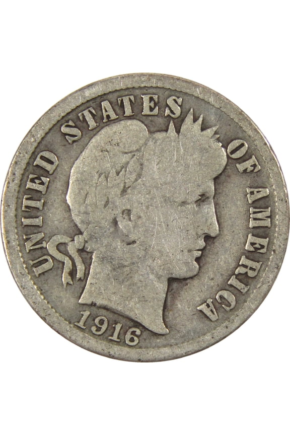 1916 Barber Dime G Good Silver 10c Coin