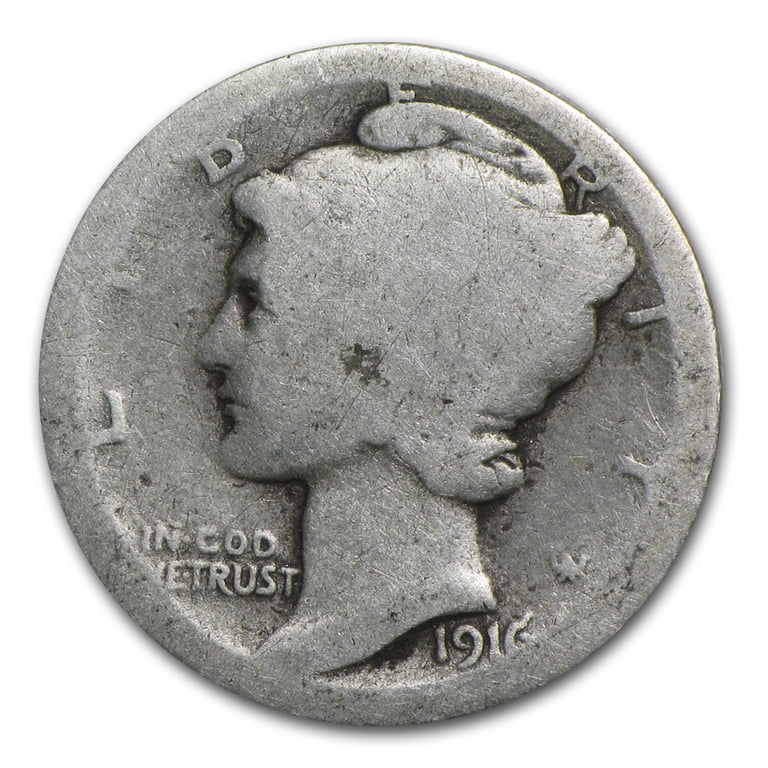 U.S. Mint 1916-D Mercury Dime AG, Denver Mint, .0723 oz Silver