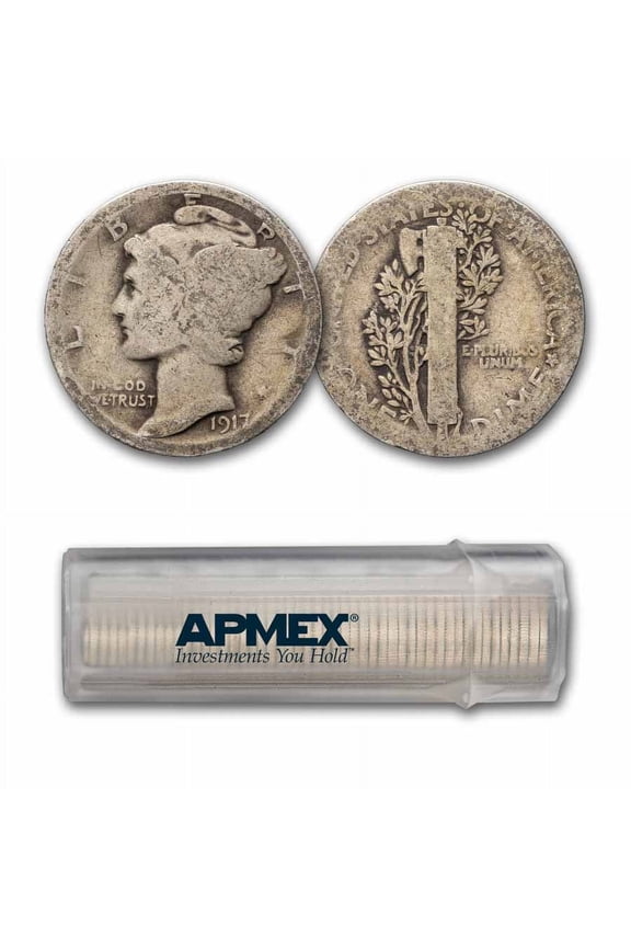 1917 Mercury Dime 50-Coin Roll Avg Circ