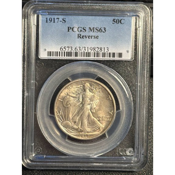 1917 S Walking Liberty Half Dollar PCGS MS-63 Reverse