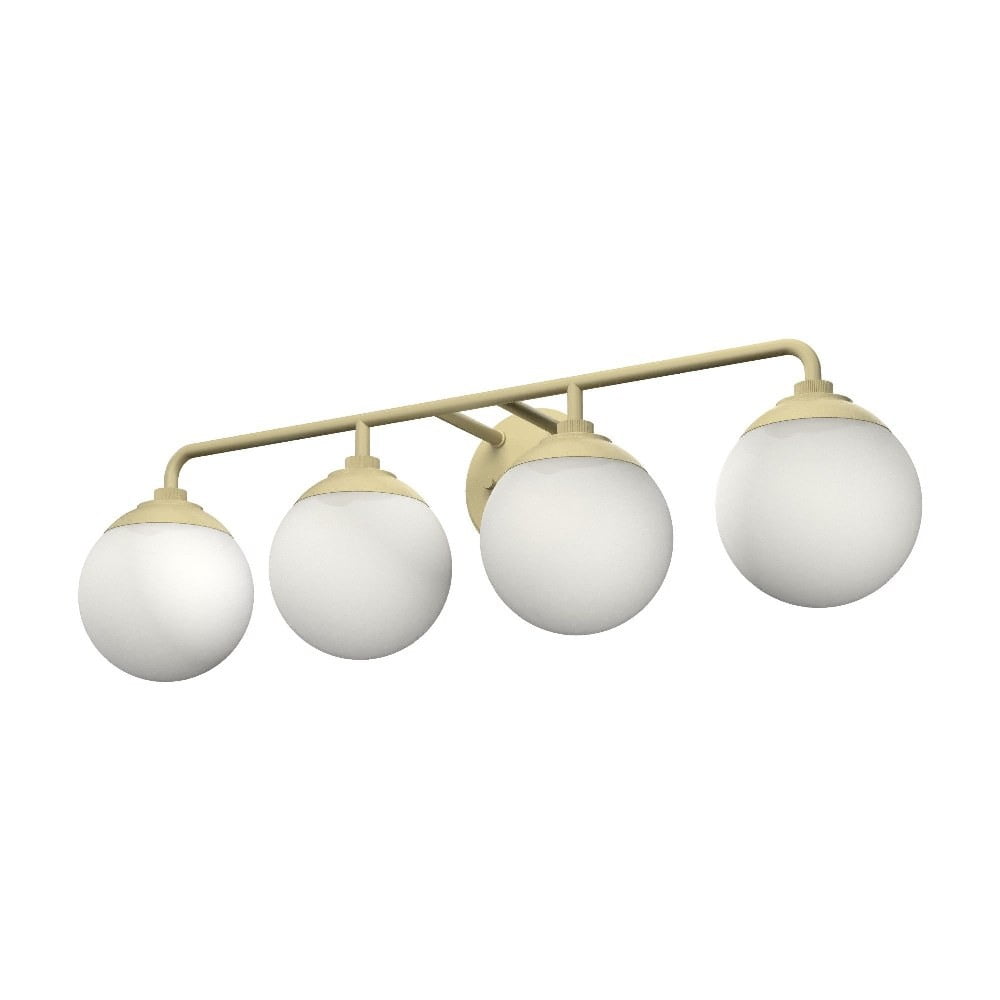 Hepburn Modern Brass 4-Light Vanity with White Glass