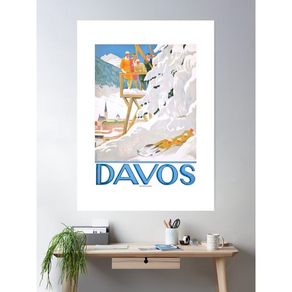1918 Davos Switzerland Winter Sports Poster Poster Wall Art, Modern Wall Decor For Living Room Bedroom, 8x12 UNFRAMED
