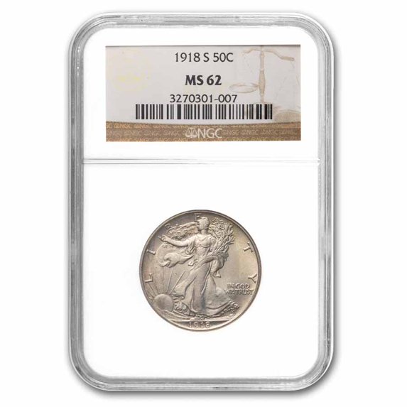 1918-S Walking Liberty Half Dollar MS-62 NGC