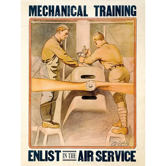 1919 Learn Mechanical Training Enlist In The Air Service Wwi Poster Home Decor Office Wall Art