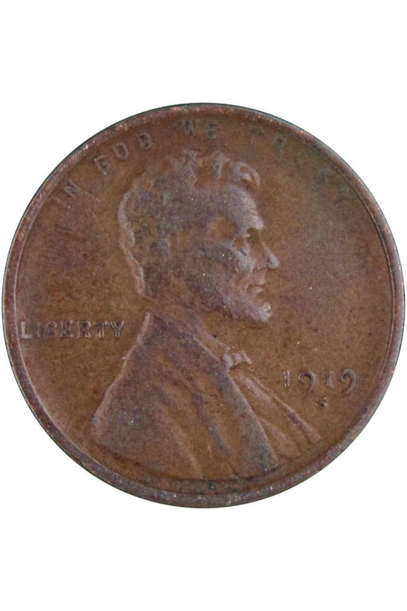 1919 S Lincoln Wheat Cent VF Very Fine Bronze Penny 1c Coin Collectible