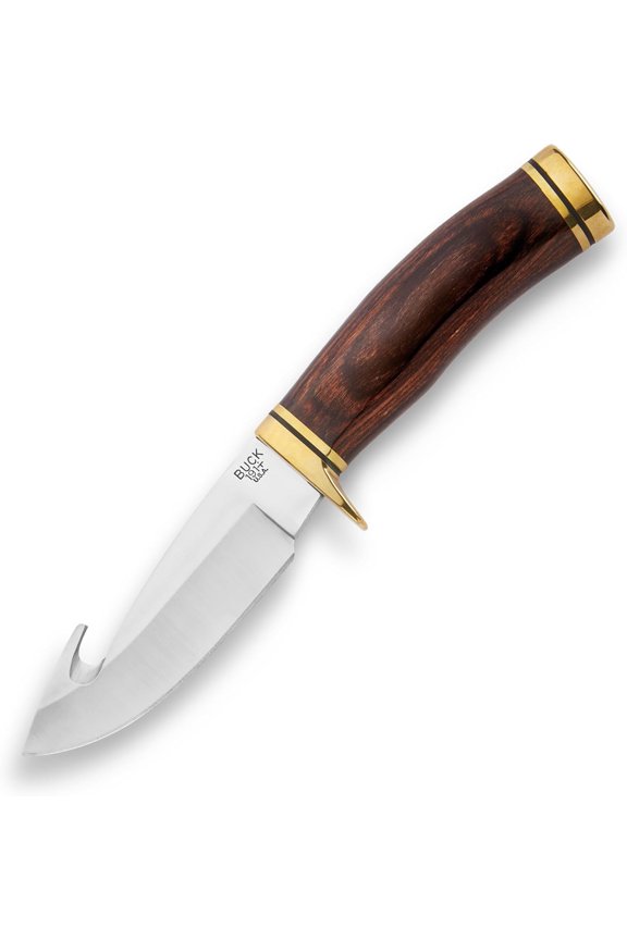 191 Buck Zipper Hunting Knife, 4-1/4" Drop Point Guthook Blade, Wood Handle, 6.3 oz