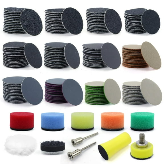191Pcs 1Inch Sanding Disc Collection,Circular Hook and Loop Sandpaper,60-10000 Grit,with 1/8" Shank Backing Pad,Polishing Pads and Interface Pad for Drill Grinder Rotary Tools and Wood Metal Jewelry