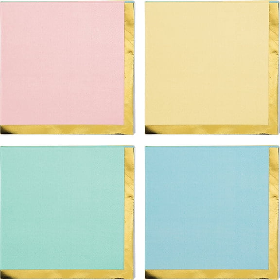 192/Case Bulk Pastel Celebrations Assorted Beverage Napkins