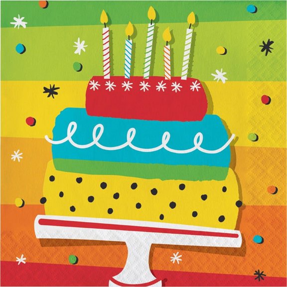 192/Case Bulk Rainbow Cake Luncheon Napkins