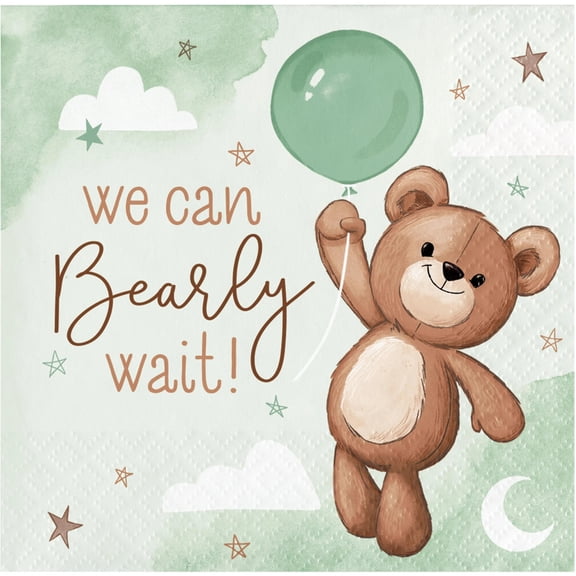 192/Case Bulk Teddy Bear Beverage 2Ply Napkin