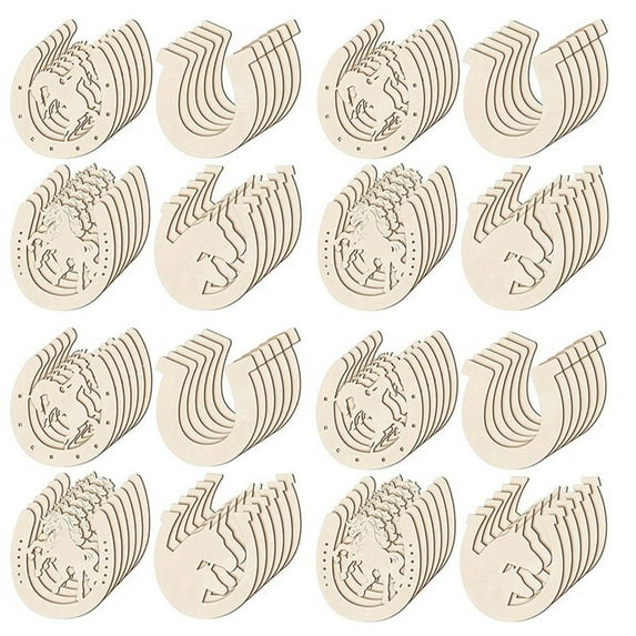 192 Pcs Horseshoe Shape Wood Cutouts for Crafts Unfinished Wooden Horseshoes Small Decorations