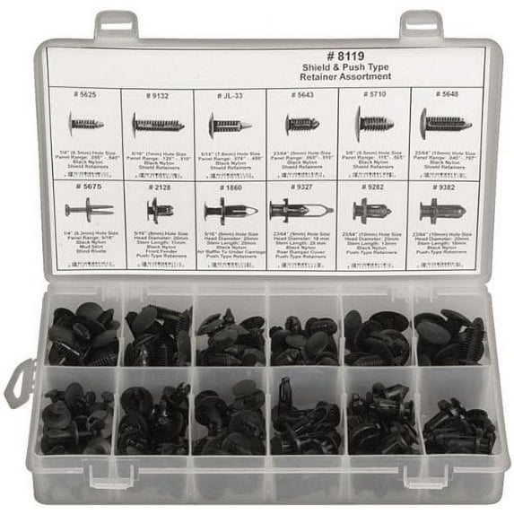 192 Piece Shield & Push Type Retainer Assortment