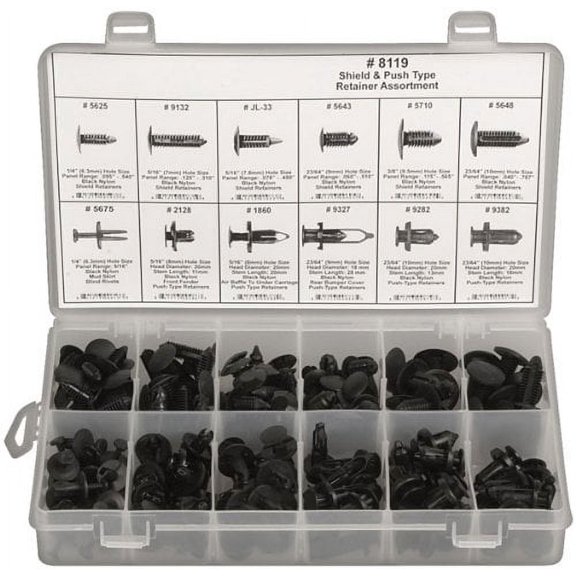 192 Piece Shield & Push Type Retainer Assortment