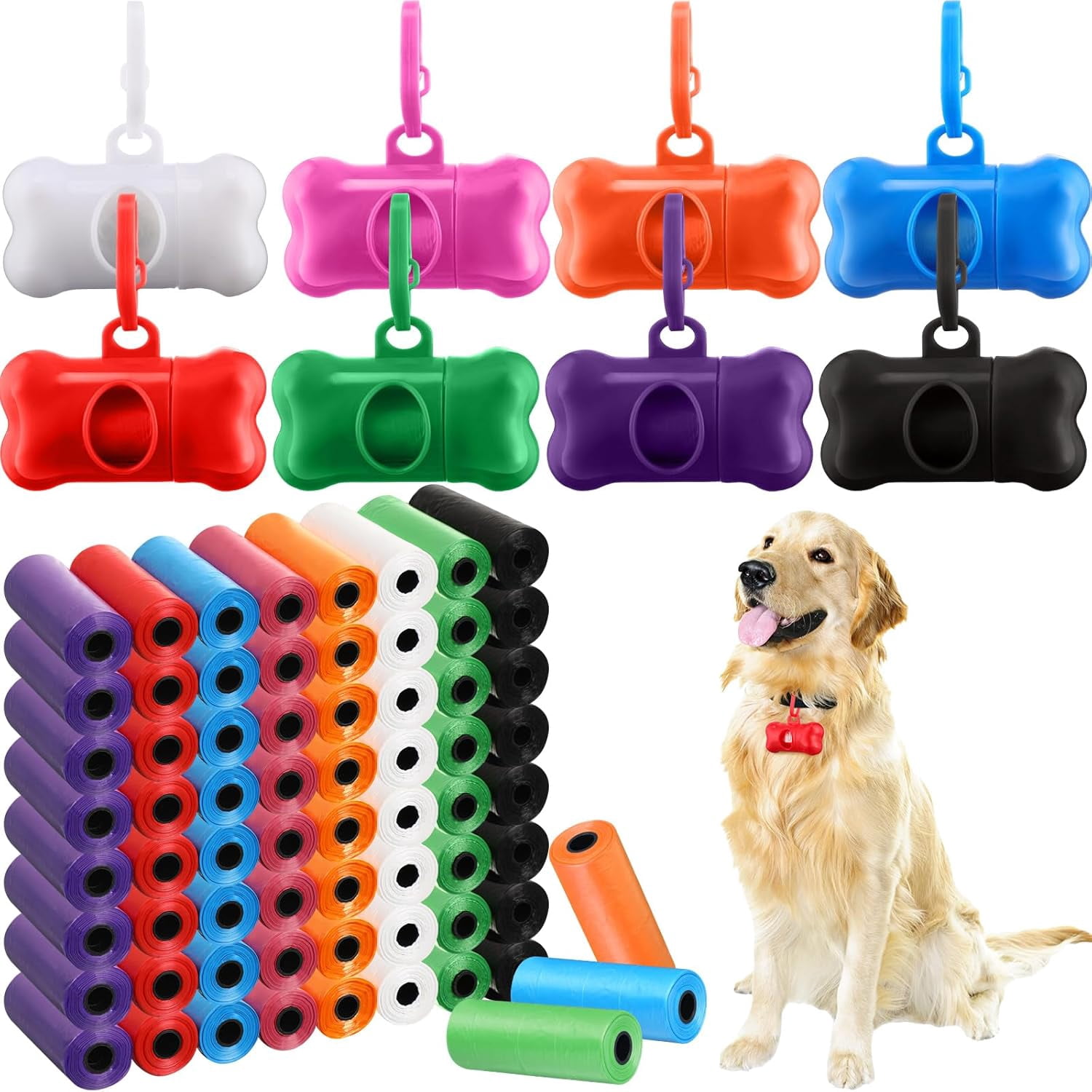 192 Sets Dog Poop Waste Bags with Dispenser Bulk Pet Waste Disposal Puppy Pet Supplies for Walking Travel Outdoor Odorless Leakproof