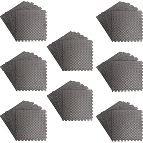 192 Square Feet / 48 Interlocking Foam Tiles Thick Exercise Mat - Soft Supportive Cushion for Exercising or Gym Equipment Floor Protection, Non-Skid Texture & Water Resistant