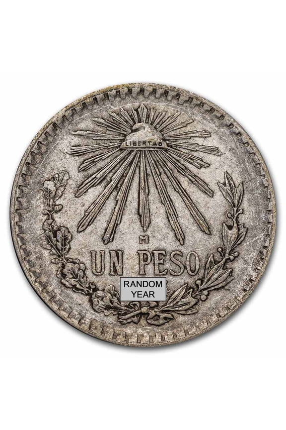 1920-1945 Silver Mexican 1 Peso Cap & Rays Avg Circ