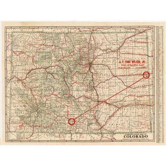 1920 Clason’s Guide Map of Colorado