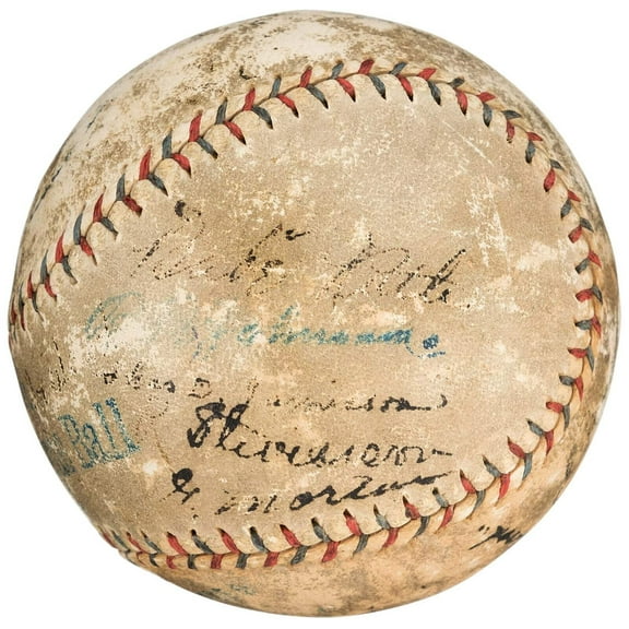 1920 Cleveland Indians WS Champs Team Signed Baseball Ray Chapman Babe Ruth PSA