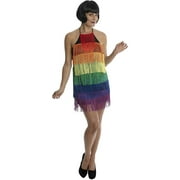 1920 Flapper Dress Rainbow Backless Skirt Gatsby for Women Halloween Costume, 20s Dress Costume Fabulous Cosplay Accessories, Size L Large