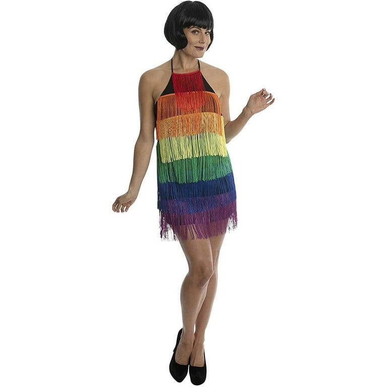 Rainbow Pride 20s Flapper Dress Multicoloured Rainbow Pride 20s Flapper Dress Multicoloured
