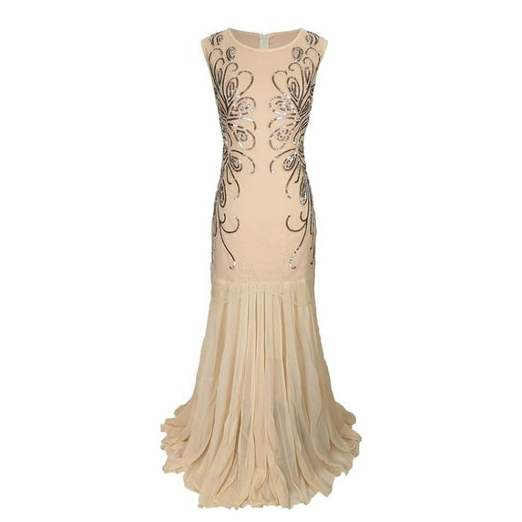 1920 Flapper Wedding Dress 1920S Maxi Dress Sparkle Beaded Maxi Mermaid Evening Party Dress