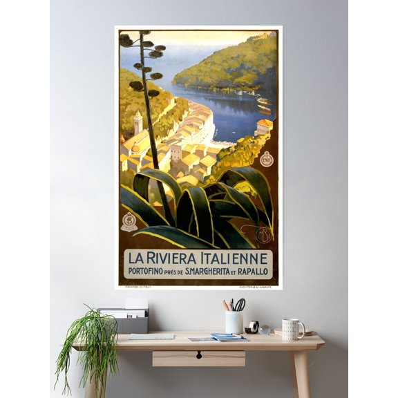 1920 Italian Riviera Travel Poster Poster Wall Art, Modern Wall Decor For Living Room Bedroom, 8x12 UNFRAMED