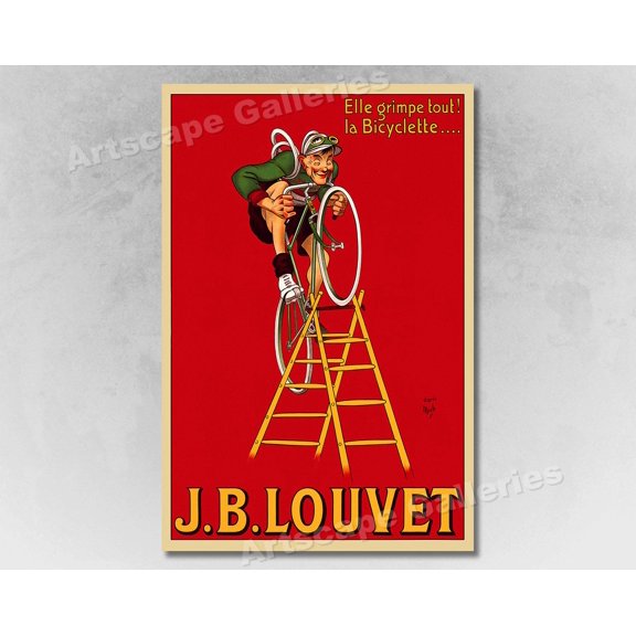 1920 J B Louvet Vintage Style Cycling Bicycle Racing Poster, Game Room And Office Decor