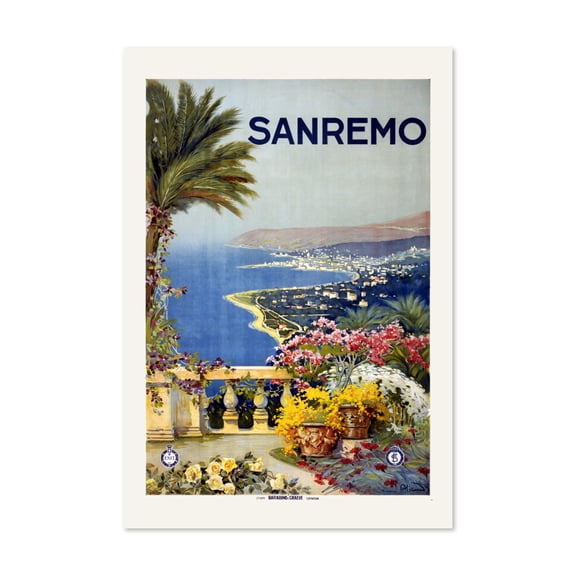 1920 San Remo Italy Travel Poster Classic Collection Wall Art Decor Home Decor Office Wall Art